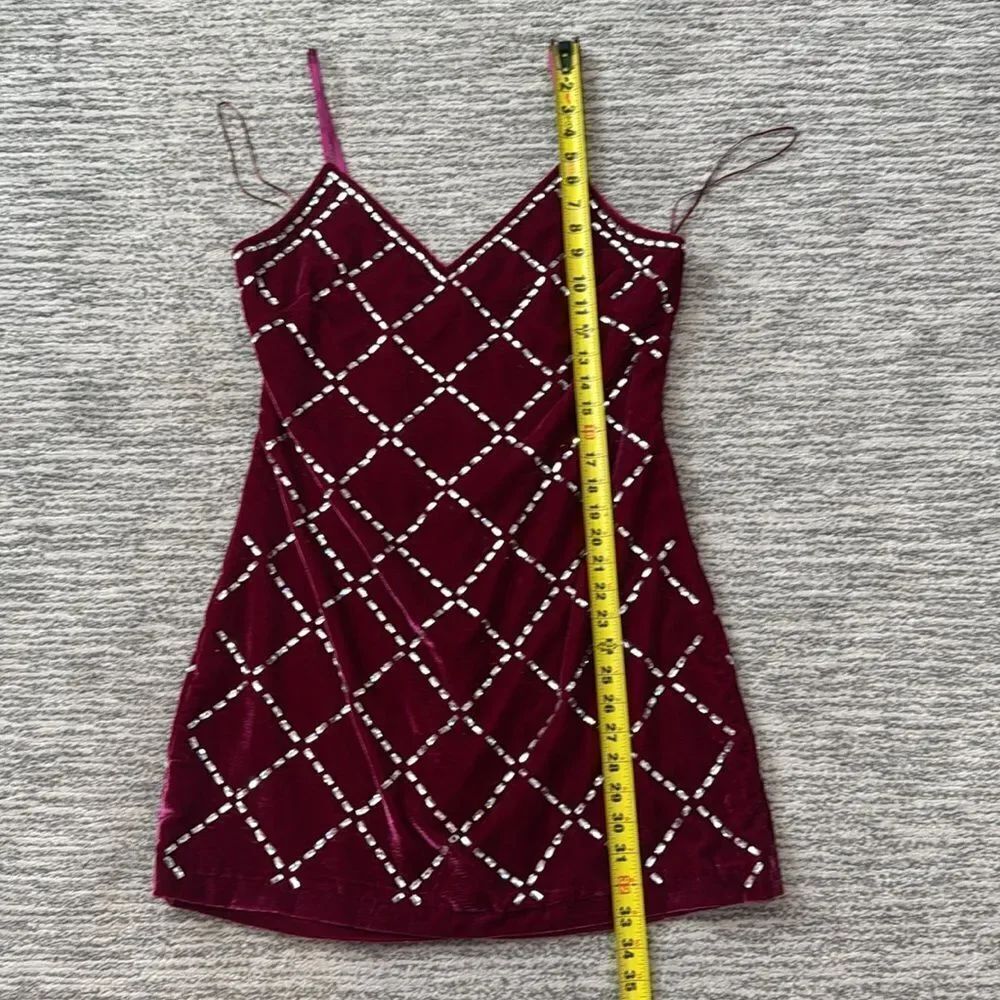 NWT Ramy Brook Omega Rhinestone Fuchsia Velvet Mini Dress Large - Picture 7 of 12